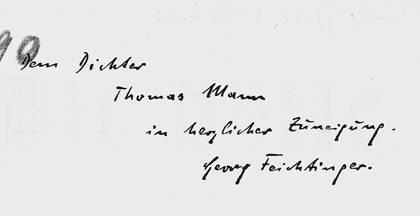 Widmung an Thomas Mann
